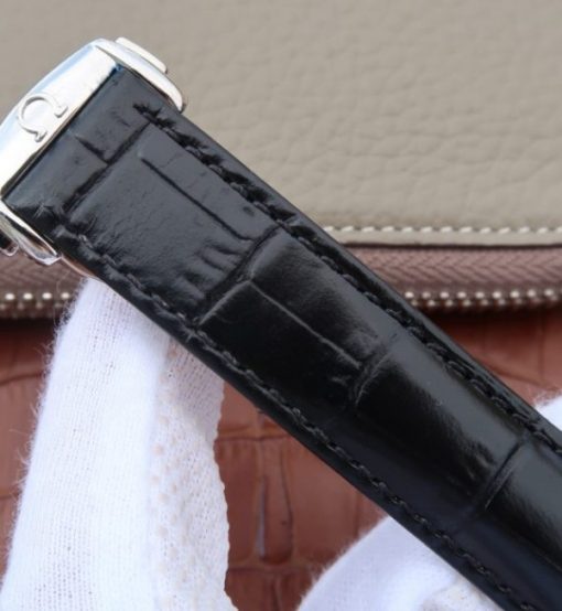 Replica Omega V6 De Ville 41mm SS Black Dial Black Leather Strap A8500 - Image 7