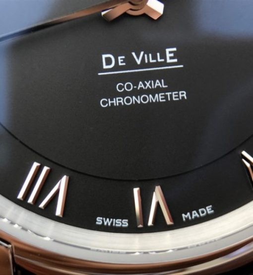 Replica Omega V6 De Ville 41mm SS Black Dial Black Leather Strap A8500 - Image 9