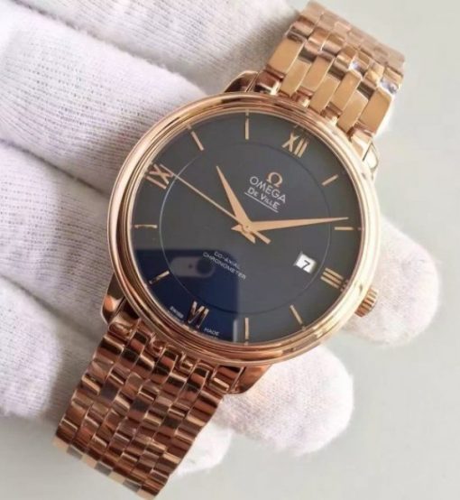 Replica Omega MK De Ville 39.5mm Blue Dial RG Case SS Bracelet A2824 - Image 2