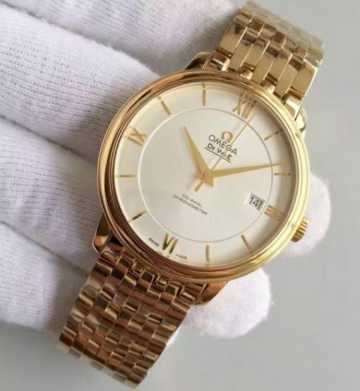 Replica Omega MK De Ville 39.5mm White Dial YG Case SS Bracelet A2824 - Image 2