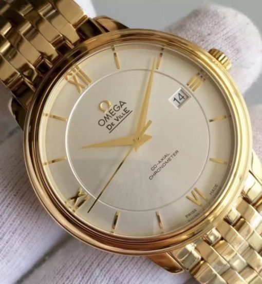 Replica Omega MK De Ville 39.5mm White Dial YG Case SS Bracelet A2824 - Image 3