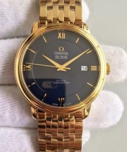 Replica Omega MK De Ville 39.5mm Blue Dial YG Case SS Bracelet A2824