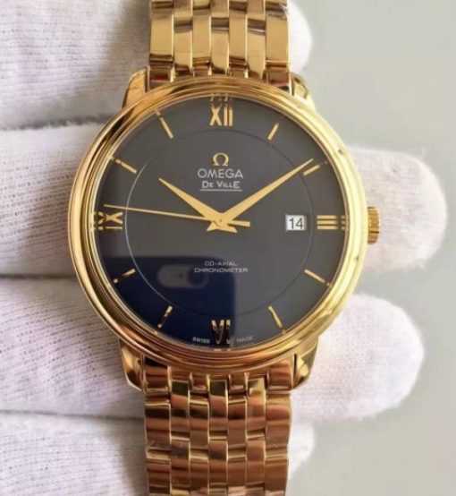 Replica Omega MK De Ville 39.5mm Blue Dial YG Case SS Bracelet A2824