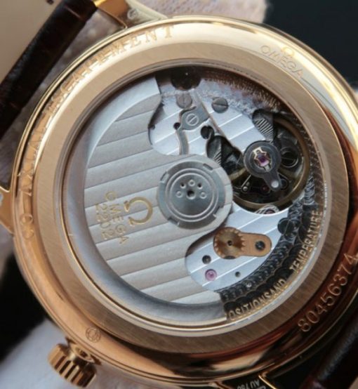 Replica Omega MKF De Ville 39mm RG Co-Axial Yellow Dial Brown Leather A2202 - Image 5