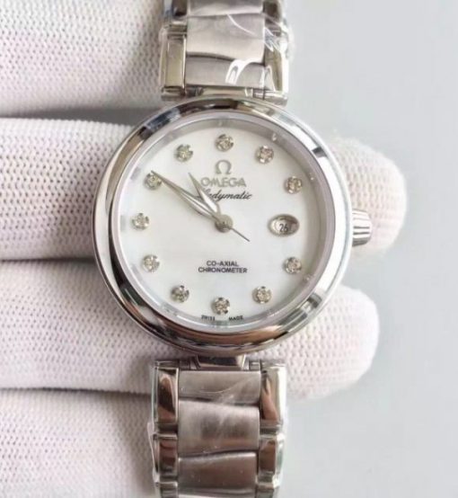 Replica Omega De Ville Lady SS White Dial SS Bracelet A8520
