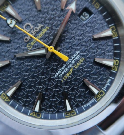 Replica Omega XF Seamaster James Bond Bumble Bee Blue Textured Dial SS Bracelet A8507 - Image 2