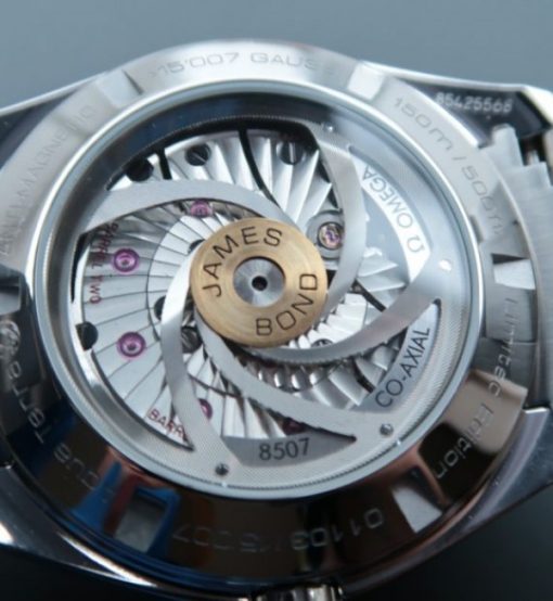 Replica Omega XF Seamaster James Bond Bumble Bee Blue Textured Dial SS Bracelet A8507 - Image 5