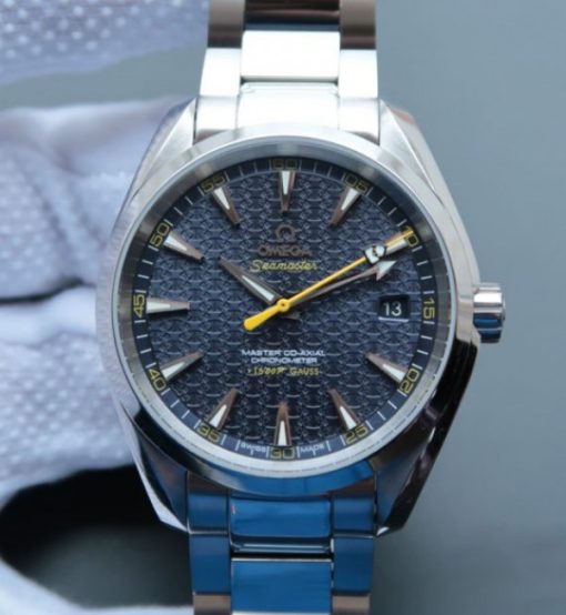 Replica Omega XF Seamaster James Bond Bumble Bee Blue Textured Dial SS Bracelet A8507