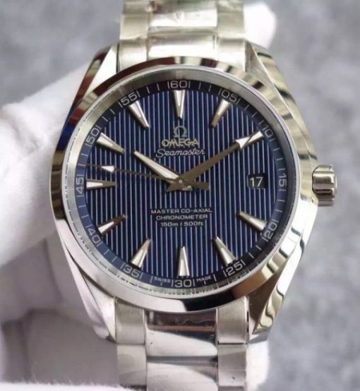 Replica Omega XF Seamaster Aqua Terra Blue Textured Dial SS Bracelet A8500