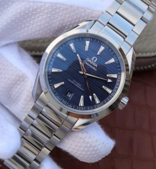 Replica Omega XF Seamaster Aqua Terra Master Blue Textured Dial SS Bracelet A8900 - Image 2