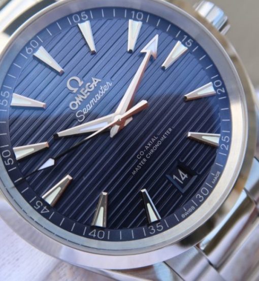 Replica Omega XF Seamaster Aqua Terra Master Blue Textured Dial SS Bracelet A8900 - Image 3
