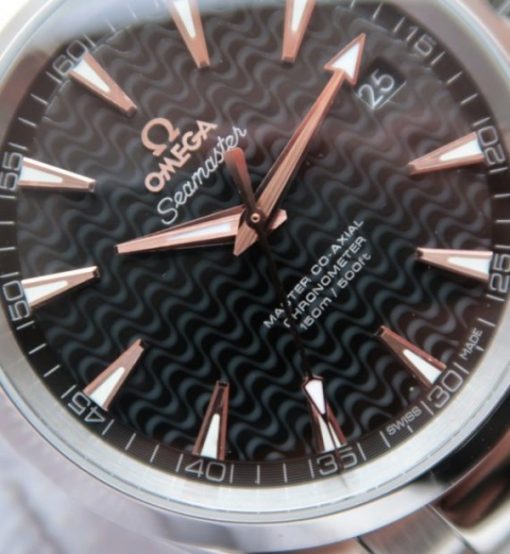 Replica Omega Aqua Terra 150M Black Wave Textured Dial SS Bracelet A8500 - Image 2
