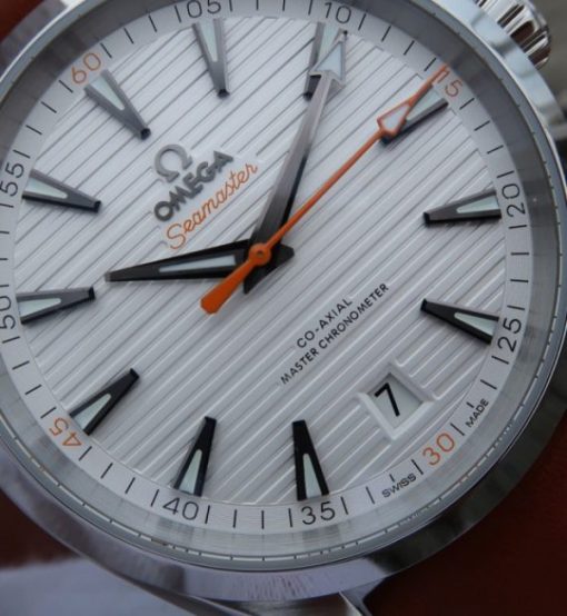 Replica Omega XF Aqua Terra Master White Textured Dial Orange Hands Leather A8900 - Image 3