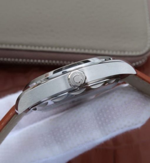 Replica Omega XF Aqua Terra Master White Textured Dial Orange Hands Leather A8900 - Image 4