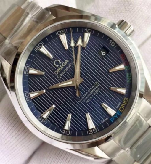 Replica Omega XF Seamaster CO-AXIAL Master PyeongChang 2018 Blue Dial SS Bracelet A8500 - Image 2
