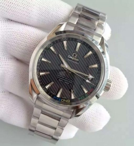Replica Omega XF Seamaster CO-AXIAL Master PyeongChang 2018 Black Dial SS Bracelet A8500 - Image 2