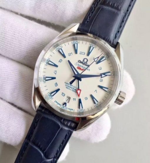 Replica Omega Seamaster CO-AXIAL 150M GoodPlanet SS GMT White Dial Leather A8605 - Image 2
