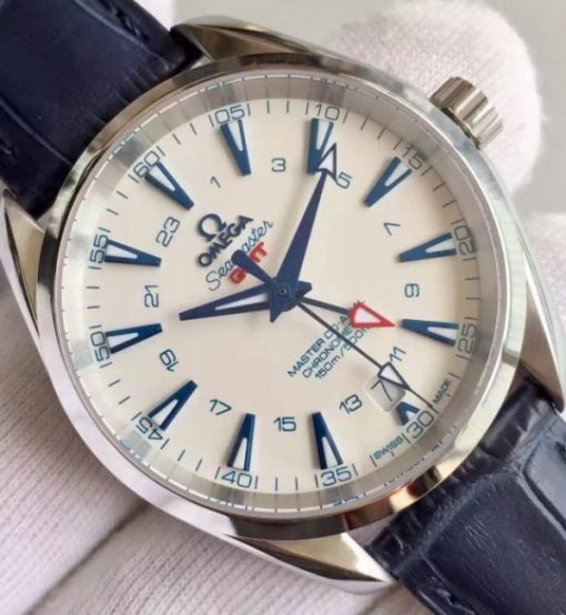 Replica Omega Seamaster CO-AXIAL 150M GoodPlanet SS GMT White Dial Leather A8605 - Image 3