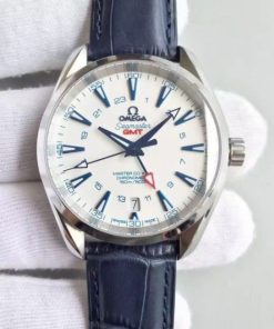 Replica Omega Seamaster CO-AXIAL 150M GoodPlanet SS GMT White Dial Leather A8605