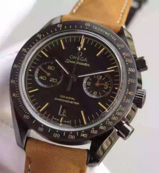Replica Omega Speedmaster Moonwatch PVD Chrono Vintage Black Asso/Rubber Strap A9300 - Image 3