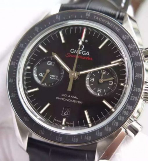 Replica Omega Speedmaster Moonwatch Chrono Dark Side Of The Moon Leather A9300 - Image 2