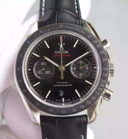 Replica Omega Speedmaster Moonwatch Chrono Dark Side Of The Moon Leather A9300