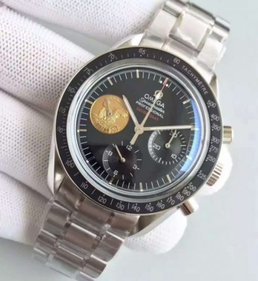 Replica Omega Speedmaster Apollo 11 40th anniversary Black Dial SS Bracelet Manual Winding - Image 2