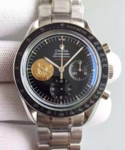 Replica Omega Speedmaster Apollo 11 40th anniversary Black Dial SS Bracelet Manual Winding