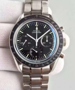 Replica Omega Speedmaster MoonWatch Black Dial SS Bracelet Manual Winding Chrono Movement