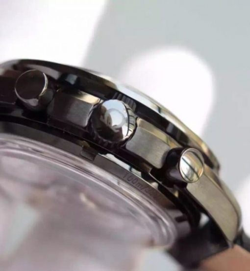 Replica Omega Speedmaster Moonwatch Co-Axial Chronograph Pitch Black Leather A9300 - Image 3