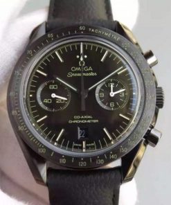Replica Omega Speedmaster Moonwatch Co-Axial Chronograph Pitch Black Leather A9300