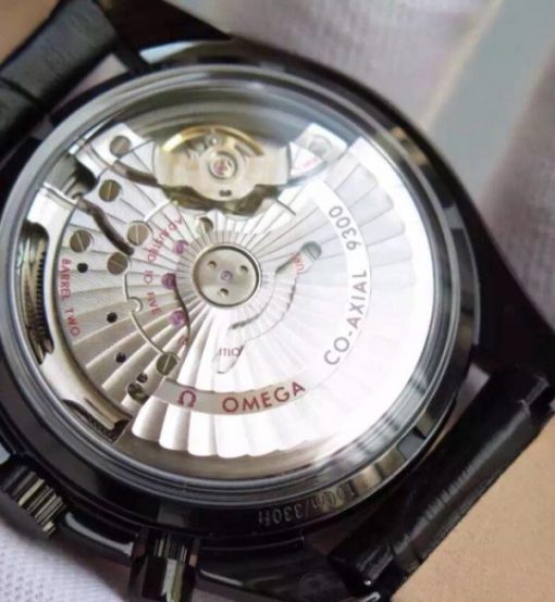 Replica Omega Speedmaster Moonwatch Co-Axial Chronograph Sedna Black Leather A9300 - Image 3