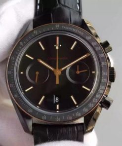 Replica Omega Speedmaster Moonwatch Co-Axial Chronograph Sedna Black Leather A9300