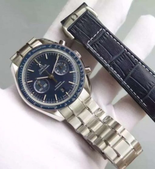 Replica Omega Speedmaster Moonwatch Co-Axial Blue Dial SS Bracelet A9300 - Image 7