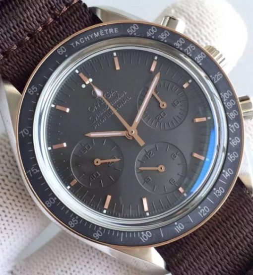 Replica Omega Speedmaster Moonwatch Apollo 11 45th anniversary Limited Brown Dial Nylon Strap - Image 2