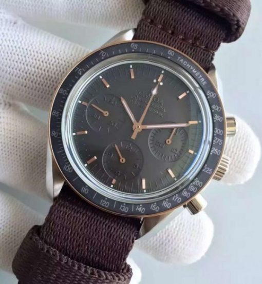 Replica Omega Speedmaster Moonwatch Apollo 11 45th anniversary Limited Brown Dial Nylon Strap - Image 3