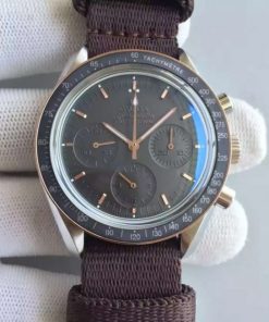 Replica Omega Speedmaster Moonwatch Apollo 11 45th anniversary Limited Brown Dial Nylon Strap