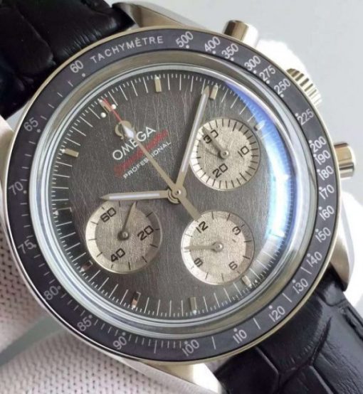 Replica Omega Speedmaster Apollo 17 40th anniversary Gray Dial Leather Strap Manual Winding - Image 3