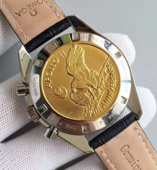 Replica Omega Speedmaster Apollo 17 40th anniversary Gray Dial Leather Strap Manual Winding - Image 4