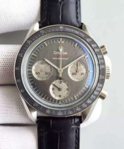 Replica Omega Speedmaster Apollo 17 40th anniversary Gray Dial Leather Strap Manual Winding