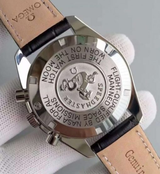 Replica Omega Speedmaster Apollo 11 40th anniversary Black Dial Leather Manual Winding - Image 6
