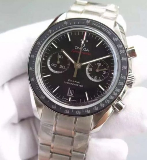 Replica Omega Speedmaster Moonwatch Chrono Dark Side Of The Moon SS Bracelet A9300 - Image 2