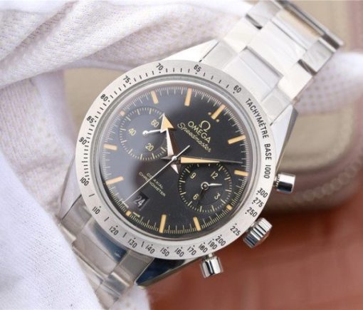 Replica Omega OMF Speedmaster 57 Co-Axial Black Dial Brown Markers SS Bracelet A9300 - Image 2