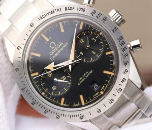 Replica Omega OMF Speedmaster 57 Co-Axial Black Dial Brown Markers SS Bracelet A9300 - Image 3
