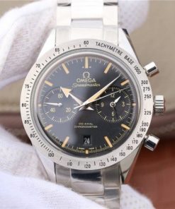 Replica Omega OMF Speedmaster 57 Co-Axial Black Dial Brown Markers SS Bracelet A9300