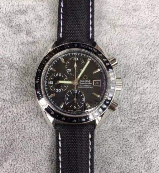 Replica Omega Speedmaster 3210.50.00 Black Dial/Bezel Black Nylon Strap