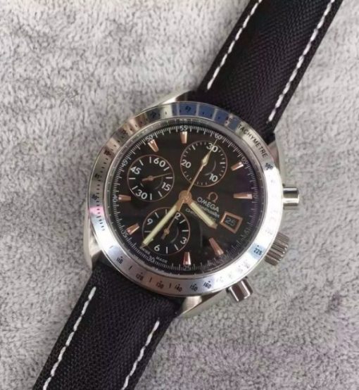 Replica Omega Speedmaster 3210 Black Dial Black Nylon Strap A7750 - Image 2