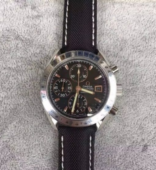 Replica Omega Speedmaster 3210 Black Dial Black Nylon Strap A7750