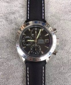 Replica Omega Speedmaster 3210 Black Dial Black Nylon Strap Back through A7750