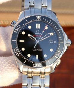 Replica Omega OMF Seamaster 300M Chronometer SS Black SS Bracelet A2824
